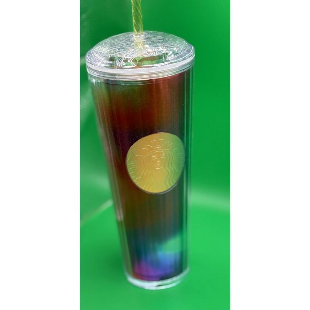 Starbucks Summer Rainbow Kaleidoscope dome Tumbler 24 OZ